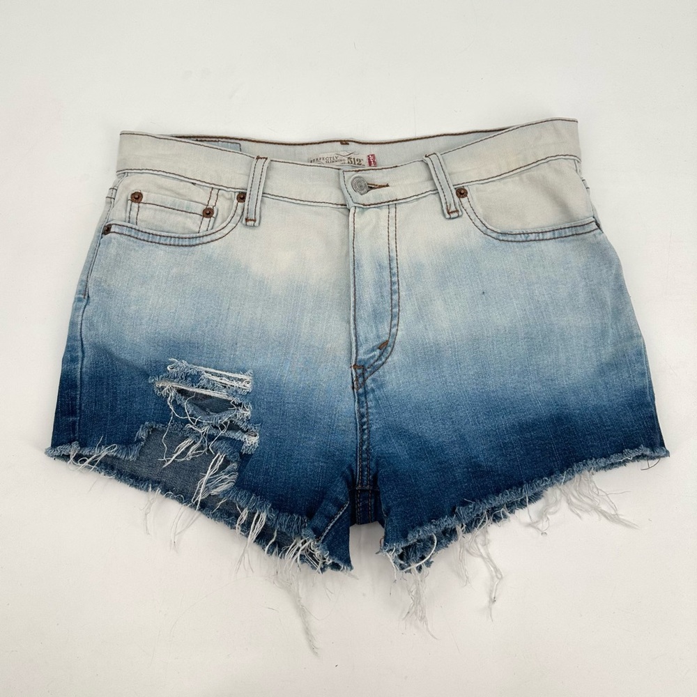 Levi’s 512 Jean Shorts Womens 10M Dip Dye Perfectly Slimming Cutoffs Destroyed